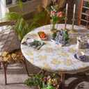 ARTABLE Round Fitted Tablecloth with Elastic Waterproof Oli Proof Table Cover Rustic Wipeable Table Protector for Home Picnic Outdoor (Yellow Flower, 60 Inch Round)
