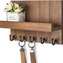 Rebee Vision Decorative Key Holder Wall Mount - Rustic Key Holder for Wall with Shelf and Mail Organizer for Living Room Decor - Home Essentials for Home Improvement (Brown, 3.54" x 10" x 7.28")