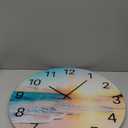 Constantplanet Blue Wall Clock Silent Glass Beach Wall Clock for Living Room Large Wall Clocks Battery Operated 20 Inch