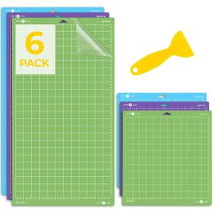 HTVRONT Cutting Mat, 6 Pcs Cutting Mat 12x12 & 12x24in(Standard, Light, StrongGrip) Compatible with Cricut Maker 3/4/Maker/Explore 3/4/5/Air 2/One, Variety Adhesive Sticky Cutting Mats Accessories