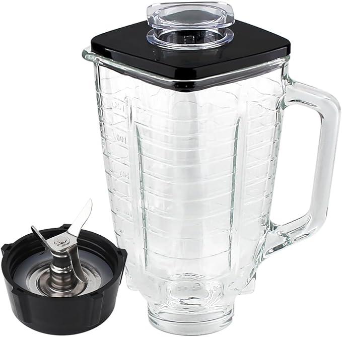 5 Cup Square Top Glass Jar Assembly With Blade, Gasket, Base, Lid，Compatible with Oster Classic Series Blender and Osterizer blender