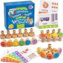 Alphabet Number Stamps for Kids, Wooden ABC Spelling Letter Stampers Set with Flashcard Mathematics Learning Number Stampers Arts & Crafts Supplies, Montessori Toy Gifts for 3 4 5 Year Old