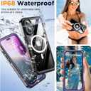 Temdan Magnetic for iPhone 16 Plus Case Waterproof,Built-in Screen Protector[IP68 Underwater][Upgrade Military Dropproof][Compatible with MagSafe] Full Body Shockproof Translucent Case 6.7''-Purple