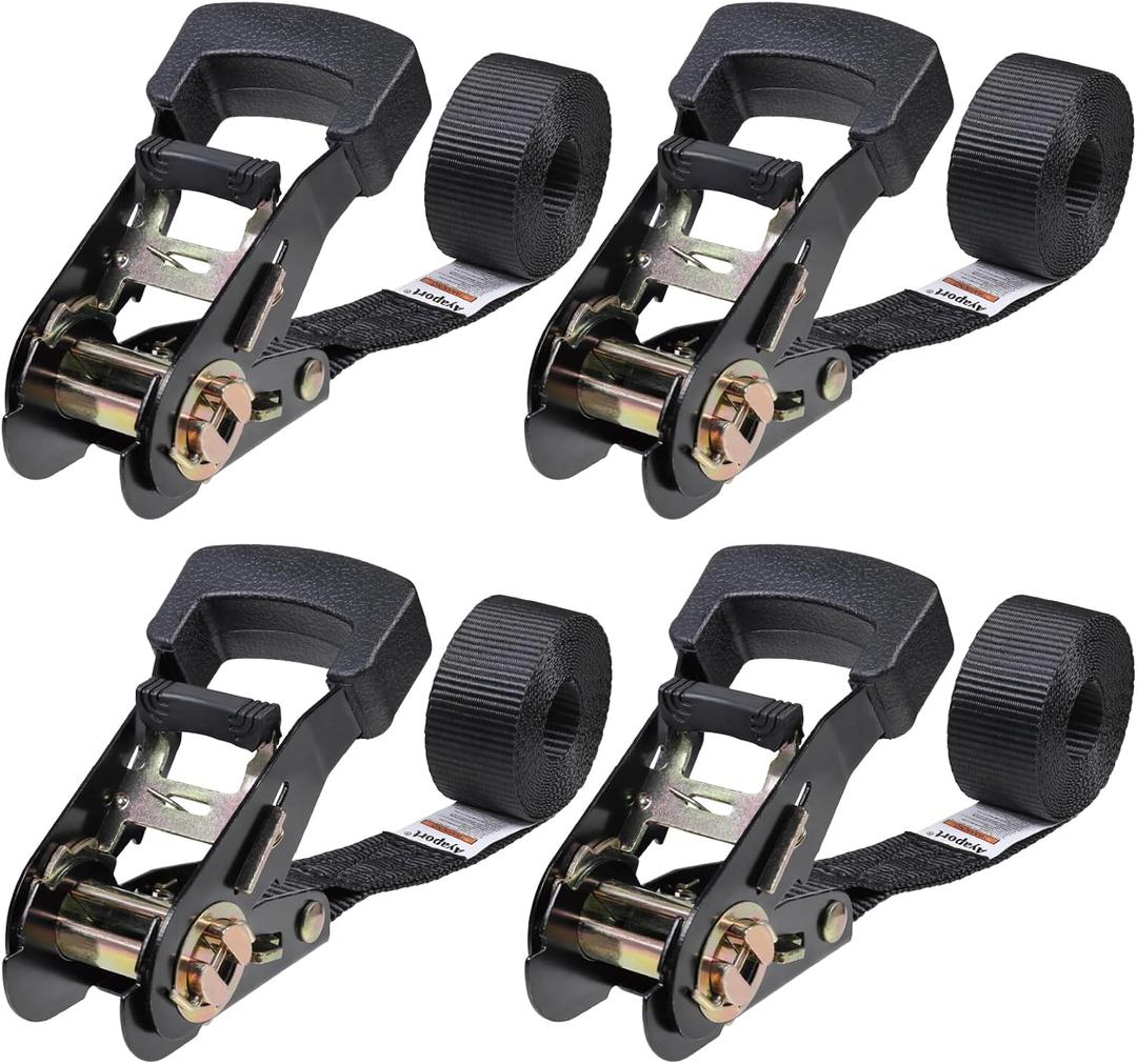 Ayaport Endless Ratchet Straps (No Hooks) 1" x 4' Heavy Duty Small Ratchet Tie Down Straps 1860lbs Break Strength Black Tie Downs for Cargo, Truck Bed, Motorcycle, 4Pcs