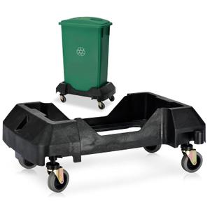 Alpine 16/23 Gallon Slim Trash Can Dolly - 4-Wheel Rectangular Plastic Rolling Garbage Can Cart, Holds Up to 200lbs (Black)
