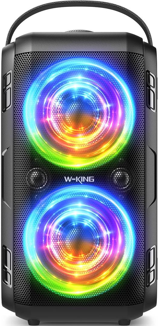 W-KING Party Bluetooth Speaker Boom Box, 180W Max Big Large Loudest Wireless Outdoor Portable Speaker 4 Drivers with 2*4.04'' Subwoofer, 80W HD Huge 105dB Pulse Natur Deep Bass, IPX5/24H/EQ/USB/TF/AUX