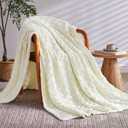 Knitted Weighted Blanket for Adult, No Beads Heavy Blanket 48 x 72'' 15lbs, Breathable Chunky Knit Blanket, Cooling Weighted Blanket for Hot Sleepers, Christmas Home Decor (Ivory White)