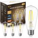3 x DORESshop 6W Vintage Led Edison Bulbs, Daylight White 4000K, 60W Equivalent, ST58 Antique Style Edison Light Bulb with 80+CRI, 600LM, E26 Medium Base, Non Dimmable, High Brightness Clear Glass, 4Pack