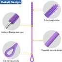 YOTIME Silicone Straw Cleaner Brush, 2Pcs Reusable Straw Brush Extra Long for Cleaning Tumbler with Handle and Glass Metal Smoothie Straws, Non-slip Handle Soft and Bendable, 6mm+9mm, Purple