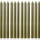 Olive Taper Candles Tall Tapered Candlesticks Set of 12 Unscented Dripless Smokeless Long Wedding Advent Home Decor Dinner Christmas-Natural Color Series-10.6 Inch