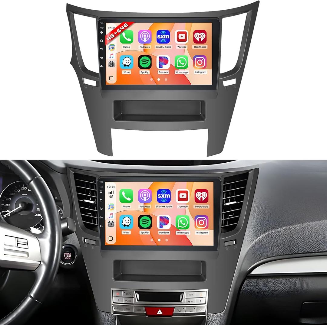 8 Core 4+64GB Android Car Stereo for Subaru Legacy Outback 2010-2014 Radio, 9 Inch IPS Touchscreen Car Radio with Wireless Carplay Android Auto 59UI GPS WiFi 32EQ DSP Backup Camrea