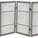Urnporium Pet Dog Gate Freestanding, Strong Durable Folding Wooden Fence, Portable Acacia Hardwood Safety Barrier for Indoor & Outdoor Use (White Pet Gate, 10 Panel 30" Tall)