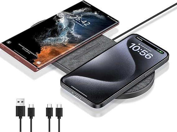 40W Wireless Charging Pad, Dual 20W Fast Wireless Charging Mat for iPhone 16 15 14 13 12 11/Pro/Pro Max/SE/X/XS,Apple Airpods 4/3/Pro,Samsung Galaxy/Note/Bud+