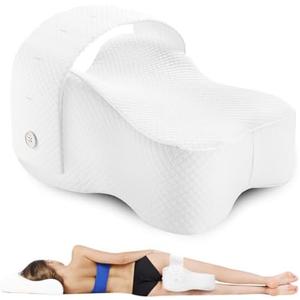 AISEELY Knee Pillow for Side Sleepers with Adjustable Strap, Leg Pillow for Side Sleeping, Hip Pillow for Side Sleepers for Sciatica & Back Pain Relief, Spine Alignment Support, White