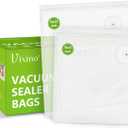 Vixino Vacuum Sealer Bags, 40 Reusable Vacuum Sealer Bags for Food Storage, BPA-Free, Meal Prep and Sous Vide Cooking,Works for Handheld Sealer and Vac Sealer Machine with External Vacuum Systems
