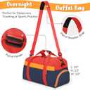 WOOMADA Travel Duffle Bag, Weekend Bag with Wet Pocket & Trolley Sleeve, Overnight Duffel(red&dark blue)