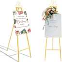 Wedding Easel Stand for Signs, 60" Metal Easel for Christmas Party Welcome Signs, Large Adjustable Display Stand for Wedding Baby Shower Birthday, with Chain Support, Easy Required (Gold)