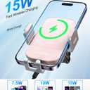 Wireless Car Charger, 15W Fast Charging Auto Clamping Car Charger Phone Mount Phone Holder fit for iPhone 15 14 13 12 11 Pro Max Xs, Samsung Galaxy S24 Ultra S23 S22 S21, S20, S10+, Pink