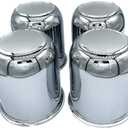 4 Pack 3-3/4 Inch Center Caps Push Through for Trailer Truck RV Wheels Rims 3-3/4" Center Bore Chrome Stainless Steel