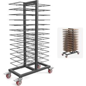 26-Tier Cabinet Door Drying Rack, Heavy Duty Paint Drying Rack with 4 Locking Casters, 25 lbs Capacity Per Tier, Vertical Storage Rack for Paint Shops, Woodworking and Art Studio, Black