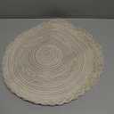 SHACOS Round Placemats Set of 6 Boho Braided Bordered Place Mats 15 inch for Dining Tables Wedding Holiday Party (Ivory Bordered, 6)
