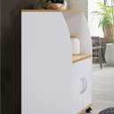 Hodedah Mini Microwave Cart with Two Doors and Shelf for Storage, White