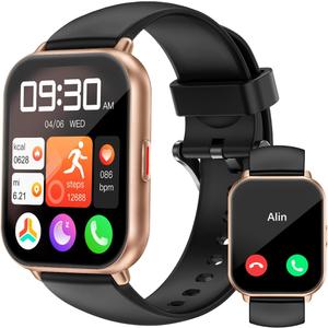 RUIMEN Smart Watches for Women Men (Answer/Make Calls, 2 Bands Included), 1.8" Smartwatch for iOS/Android Phones, Fitness Tracker Heart Rate/Sleep Monitor Digital Watch Waterproof Milky White