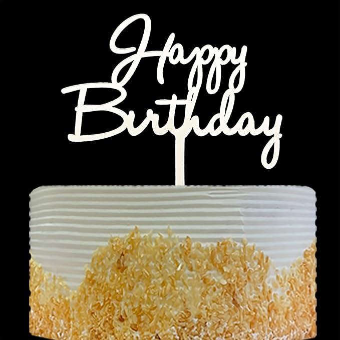 OIXCMNJQ Happy Birthday Cake Topper,Birthday Party DecorationMirror Silver Acrylic