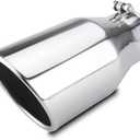 LCGP 4" inlet Diesle Exhaust Tip, 6" outlet, 12" Long Truck Tailtip, Rolled Angel Design, Polished Finished (4x6"x12")
