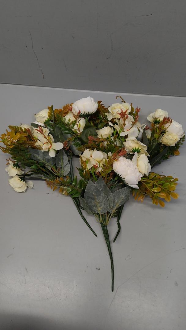 Crowye 6 Pieces Peonies Artificial Flowers Bouquet Fake Hydrangea Flower Bulk Rose Flowers Centerpieces Arrangement Fall Flowers for Wedding Party Home Women Decoration Mother's Gift (Champagne)
