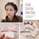 Cat Ears Headband with hair accessory setPlush Halloween Headwear Xmas Themed Party Various styles of hair clips and hairbands (Pink)