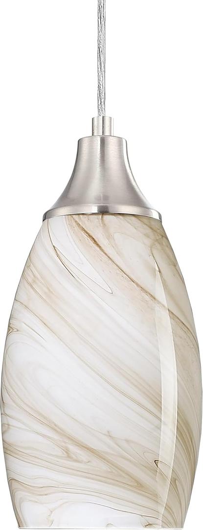 karyfine Mini Pendant Lights Kitchen Island Beige Marble Glass Lamp Shade Hand Blown Glass Pendant Light with Brush Nickel Finish Adjustable Cord for Kitchen Over Sink Hallway,Dining Room (Brown Marble-1Pack)