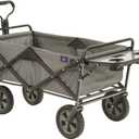 Mac Sports Collapsible Outdoor Utility Wagon with Folding Table and Drink Holders, Gray