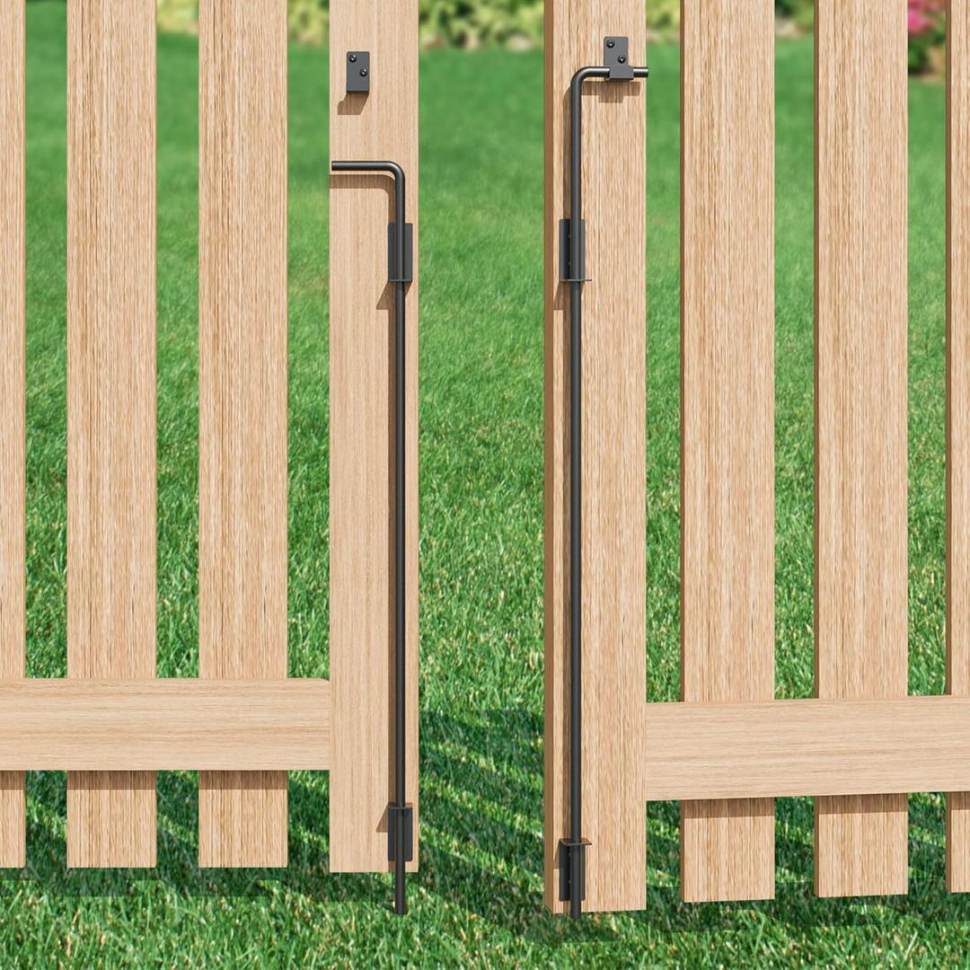 36" Heavy Duty Cane Bolt Gate Drop Rod, Extra Thick Gate Ground Latch Hardware for Wood PVC Vinyl Metal Fences Gates, Wrought Iron Doors Stopper Gate Latches, Black Finish, 2 Pack 36" Heavy Duty Cane Bolt Gate Drop Rod, Extra Thick Gate Ground Latch Hardware for Wood PVC Vinyl Metal Fences Gates, Wrought Iron Doors Stopper Gate Latches, Black Finish, 2 Pack