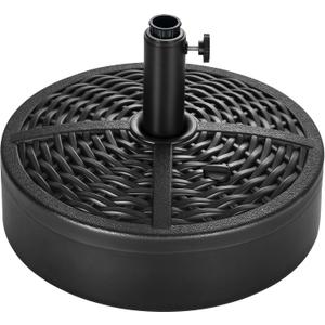 FLAME&SHADE Patio Umbrella Base Stand - 60 lbs 17.3" Fillable Outdoor Umbrella Base, Water Filled Heavy Duty Base for Table Market Umbrella Holder, Garden, Backyard, Pool, Beach(Black)
