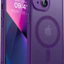 CANSHN Magnetic for iPhone 13 Case, Upgraded [Full Camera Protection] [Compatible with Magsafe] [Translucent Matte] Shockproof Protective Phone Case for iPhone 13 6.1" - Deep Purple