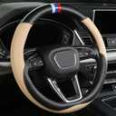 Customized Auto Car Steering Wheel Cover for BMW X1,X2,X3,X4,X5,X6,X7,i3,i4,i5,14.5-15 inch (Beige)