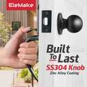 Front Door Handleset Entry Door Handle Set with Cove Knob for Right and Left Handed Sided Doors, Interior and Exterior Entrance Passage Lock Matte Black