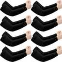 Janmercy 8 Pairs Elderly Skin Thin Protector Sleeves Bruise Abrasions Protective Arm Sleeve (Black)