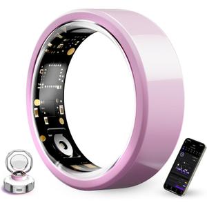 Smart Ring for Women,Ceramic Smart Ring,Calorie Burn, Auto Exercise Recognition,Health Fitness Tracker with Heart Rate Monitor,Sleep Tracking, Step Counter, for iOS & Android (Pink,#9)