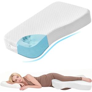Knee Pillow for Side Sleepers, 100% Memory Foam Filling Leg Pillow for Side Sleeping, 4" Height Leg Pillow for Relieving Leg, Back, and Knee Pain Breathable & Pressure-Relieving Support - 18"x30"x4" (White)