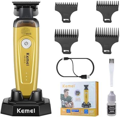 KEMEI 90-5 Men’s Hair & Beard Trimmer, Zero Gap DLC Blade, 7500 RPM Cordless Trimmer for Barbers