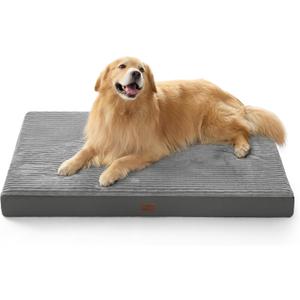 Bedsure ComfyFleece XXL Dog Bed for Crate - Extra Large Orthopedic Pet Beds with Removable Washable Cover, NOT Waterproof Egg Crate Foam Mat, Suitable for Pet Up to 100 lbs, 47x29x4, Not for Chewers (Charcoal Grey)