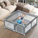 Baby Playpen Baby Play Pen for Babies and Toddlers Safe Anti-Fall Baby Play Yards Indoor & Outdoor Sturdy Safety Baby Activity Center with Soft Breathable Mesh Baby Fence 5050 Inch (Grey)