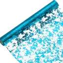 uxcell Lake Blue Table Runner Roll 20" x 15 Feet Sequin Foil Metallic Mesh Table Runner Decor Table Decorations for Wedding, Birthday Party, Christmas, New Year