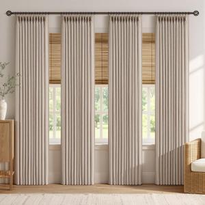 MIULEE 4 Panels Set Pinch Pleated Linen Curtains 96 Inches Long Taupe, 40"W x 96"L