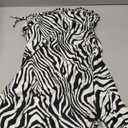 SOLY HUX Women's Zebra Striped Halter Mini Dress Sleeveless Drawstring Split Asymmetrical Hem Bodycon Dresses M