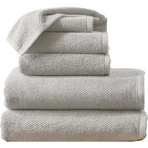 Great Bay Home Grey Bath Towel Set  100% Cotton 6-Piece Set, Absorbent & Quick-Drying, Soft & Durable (03 Light Grey)
