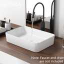 20 Inch Rectangular Bathroom Sink Above Counter, QISHKA White Ceramic Vanity Vessel Sink - 20" x 13.5" Countertop Rectangle Hand Wash Sink Porcelain Art Basin