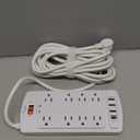 Surge Protector Power Strip - Nuetsa Flat Plug Extension Cord with 8 Outlets and 4 USB Ports, 20 Feet Power Cord (1625W/13A), 2700 Joules, ETL Listed, White